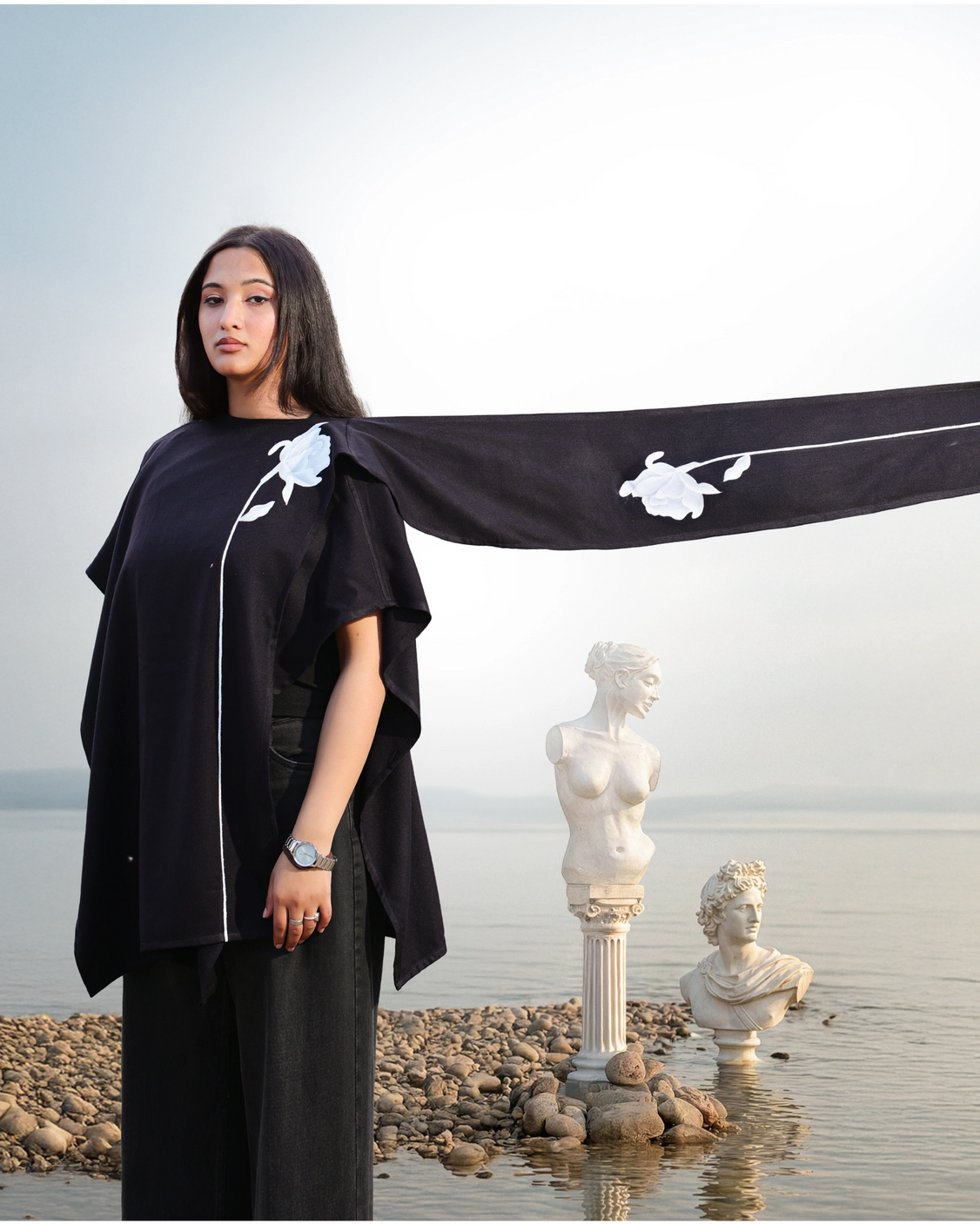 Night Rose Handpainted Cape