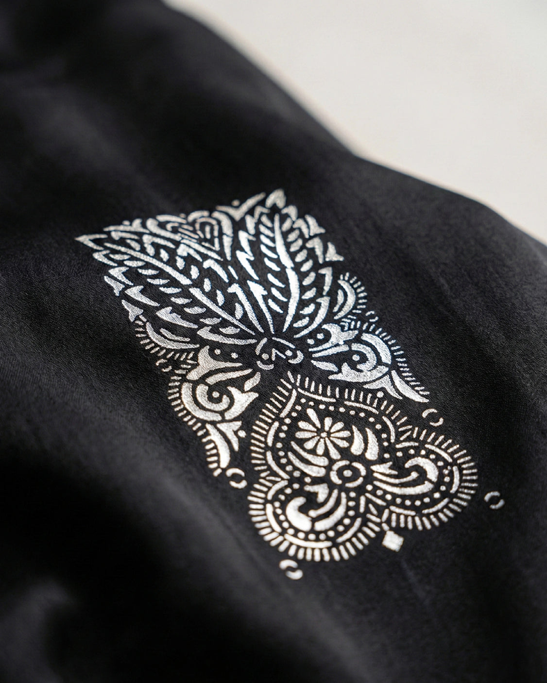 Twilight Bloom Real Silver Silk Kaftan