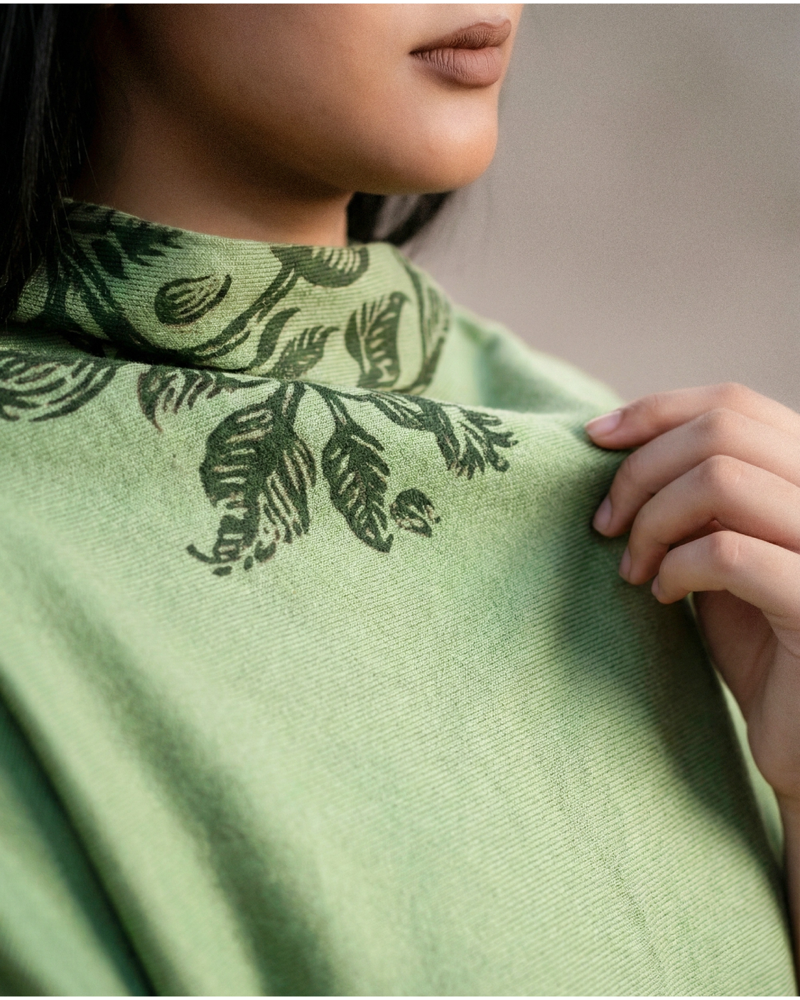 Forest Sketch Handpainted Turtle Neck Cape