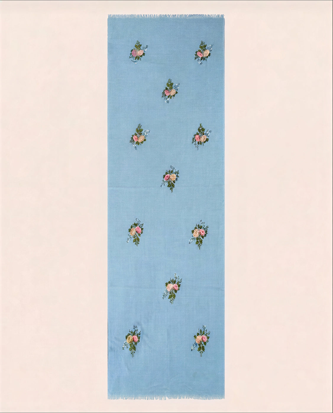 Sky Blue Pure Pashmina Handpainted Scarf