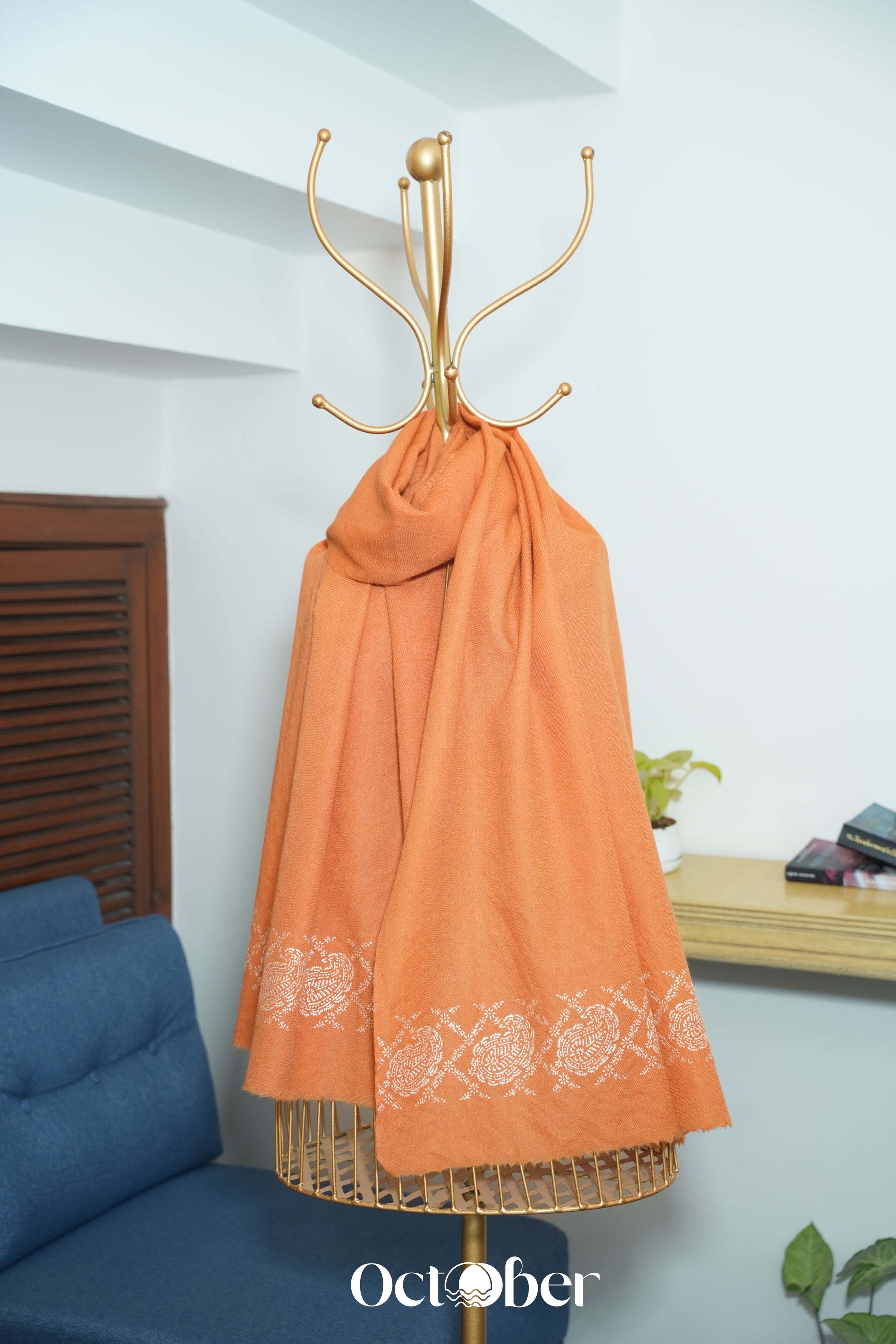 Orange Fine Wool Chandi Scarf