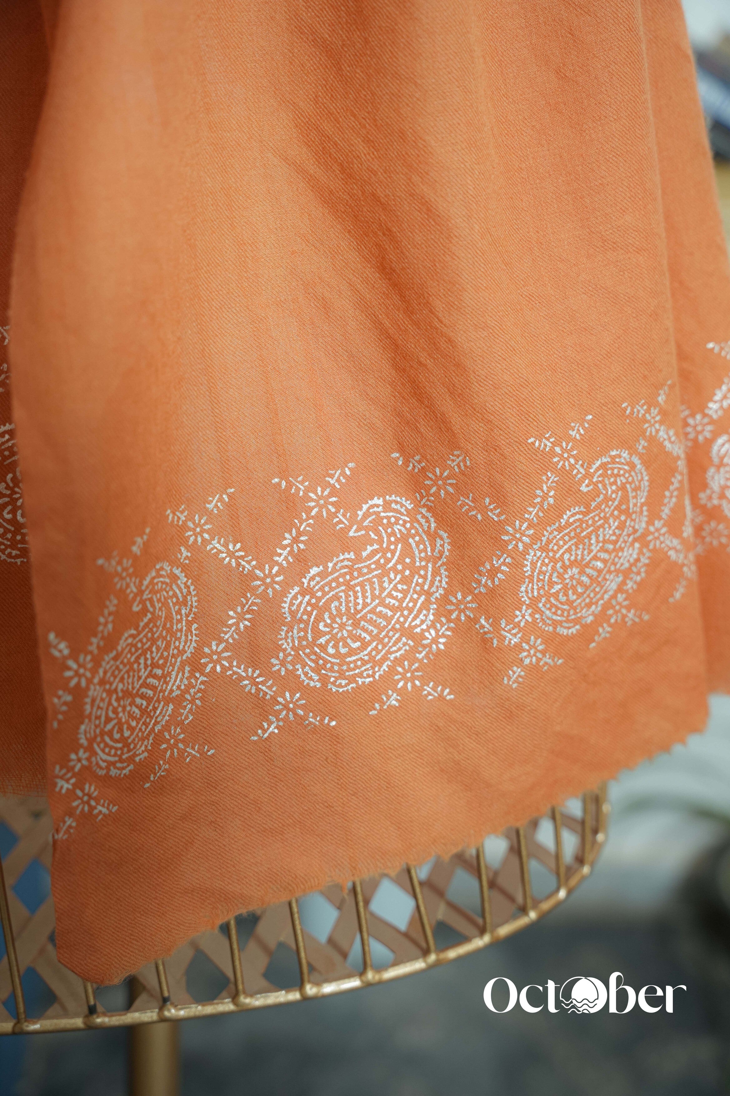 Orange Fine Wool Chandi Scarf