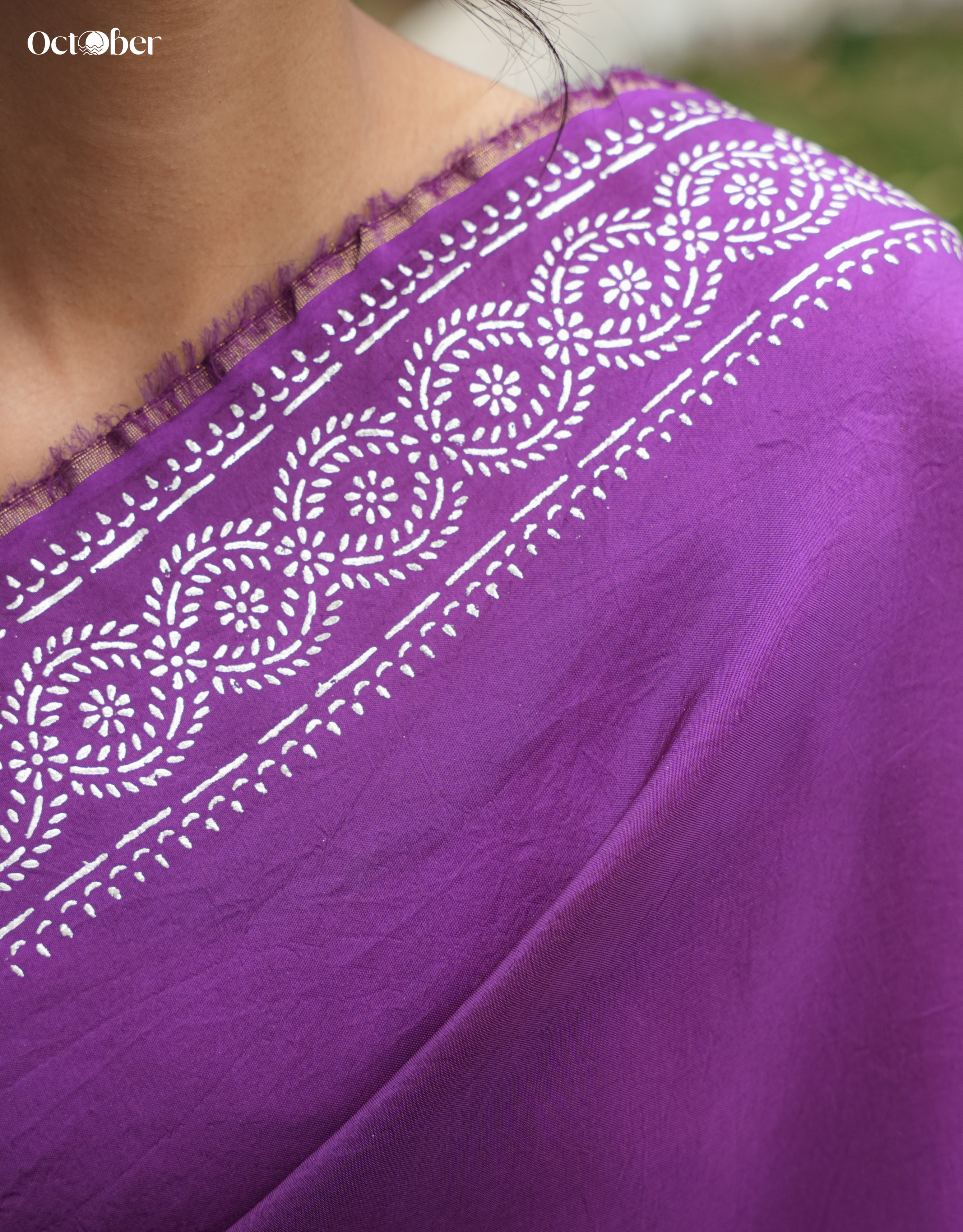 Dark Plum Real Silver Saree in Silk