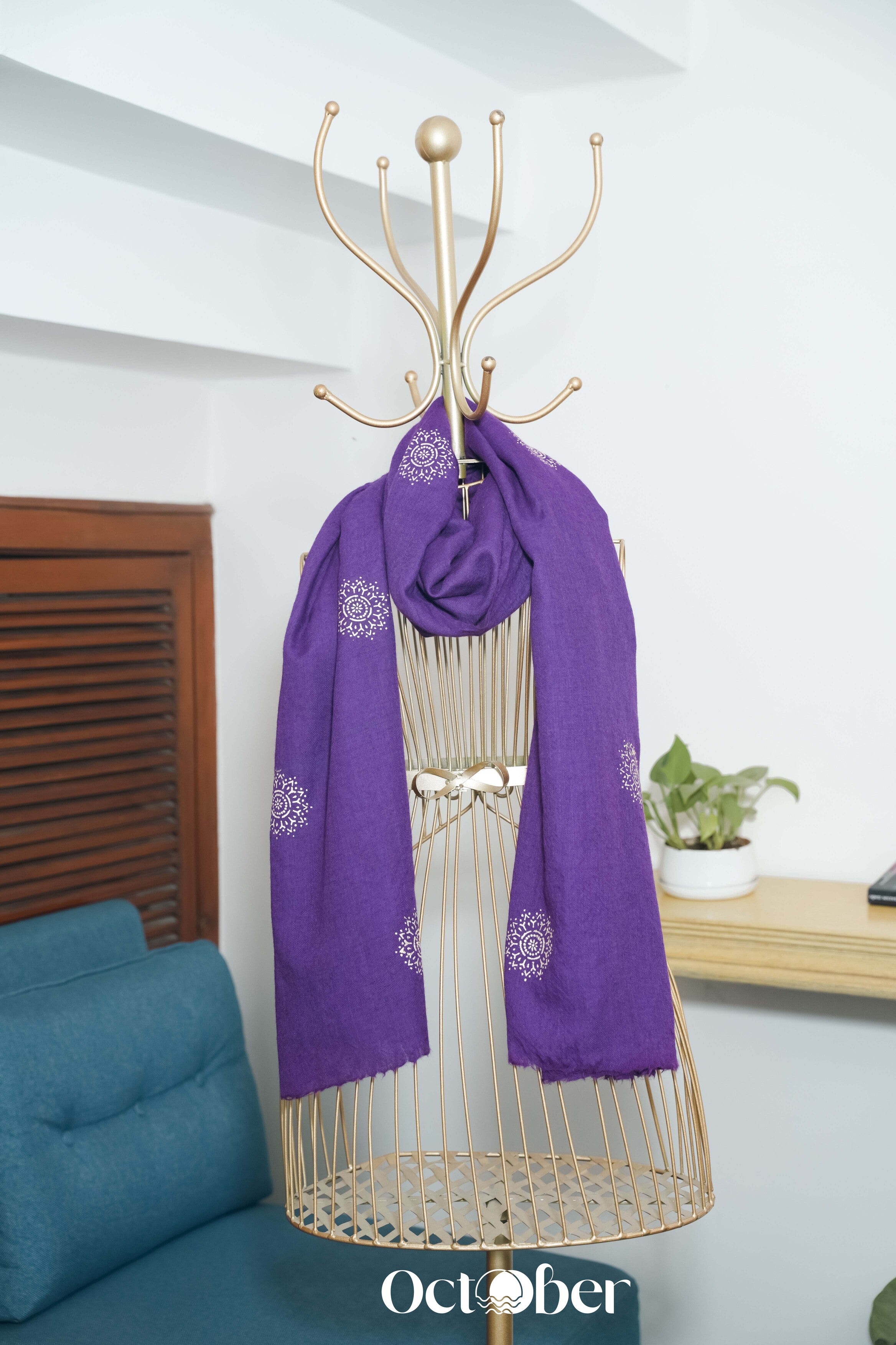 Purple Fine Wool Chandi Scarf