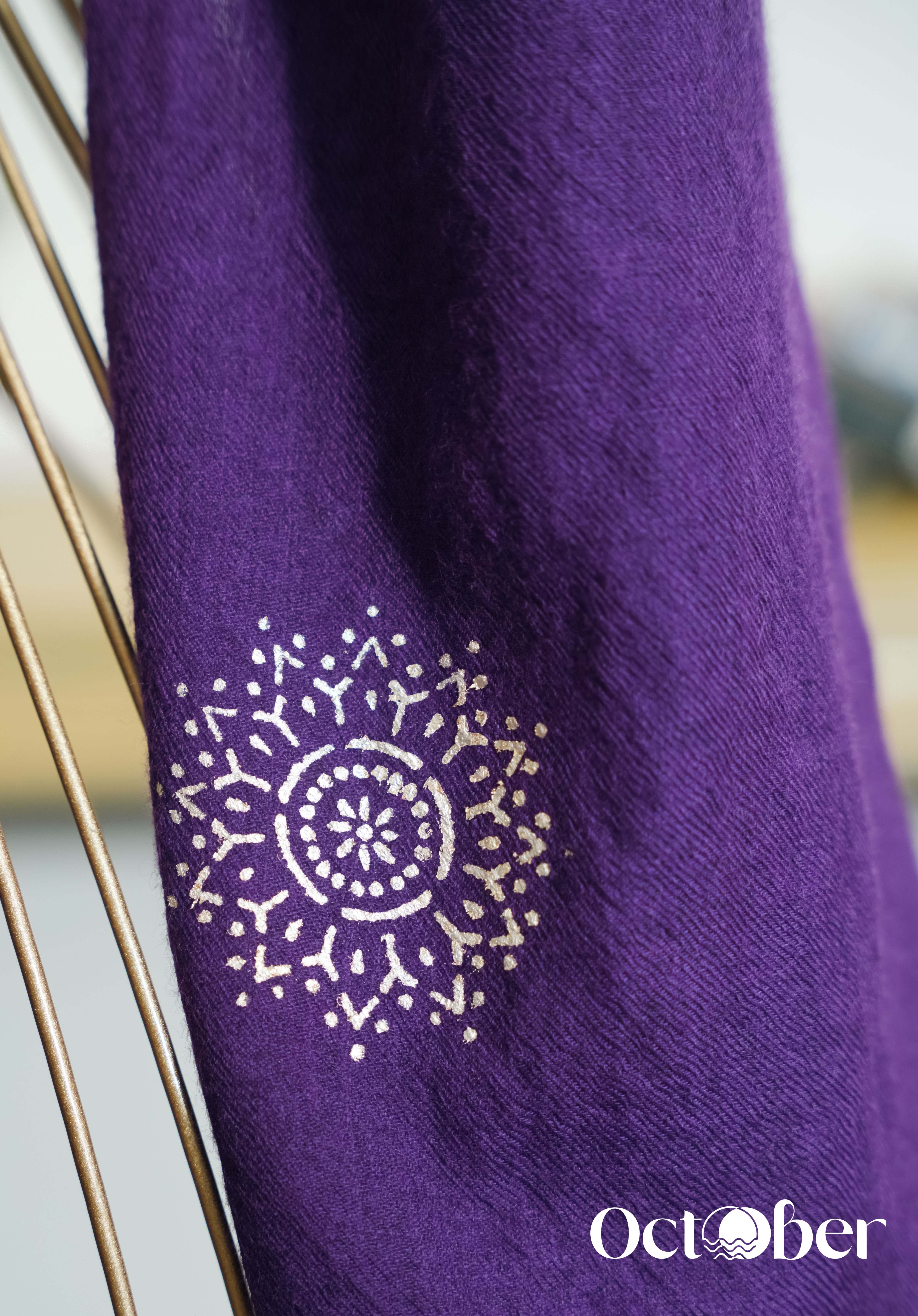 Purple Fine Wool Chandi Scarf