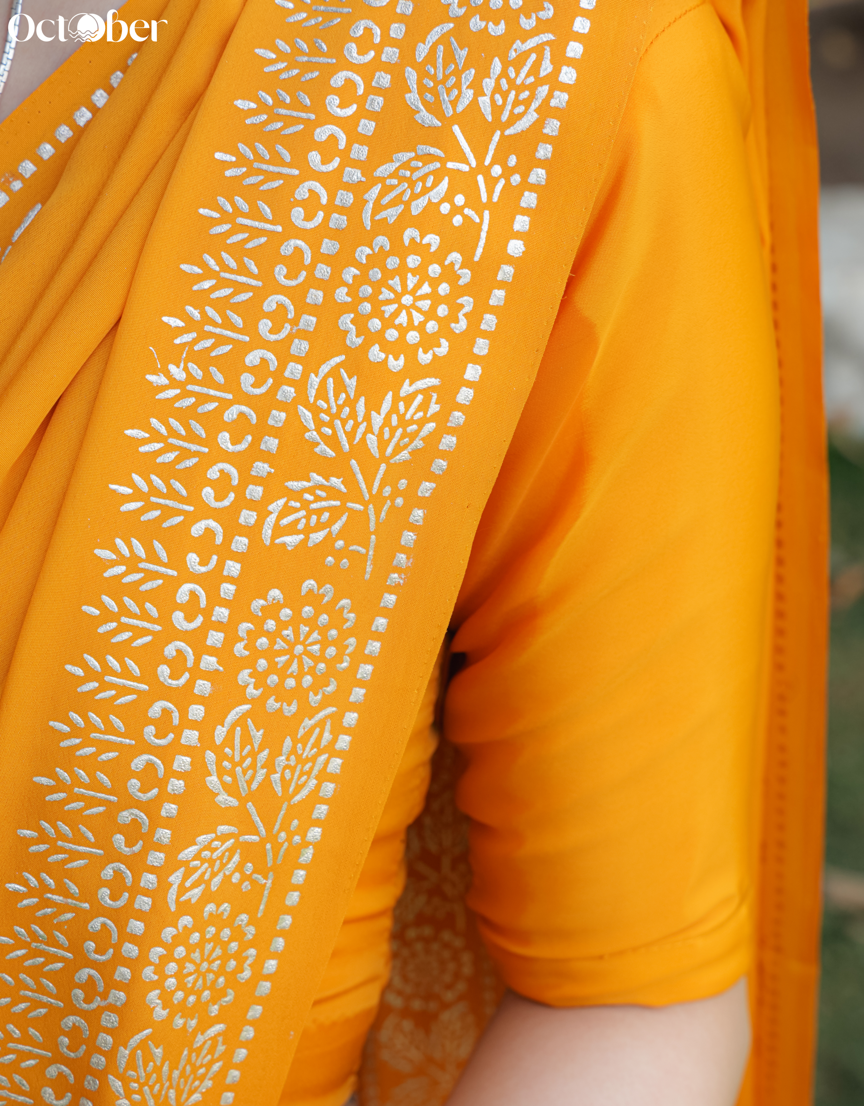 Gold Rush Real Silver Saree in Organic Crepe
